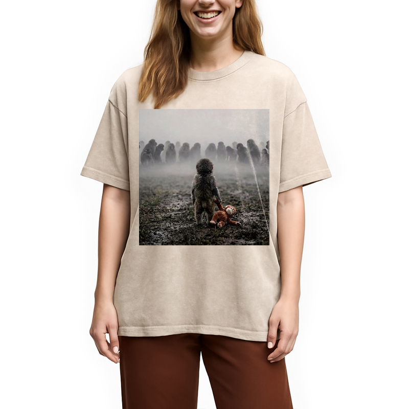 Modecanvas Punch Monkey DTG Printing Washed T-Shirt