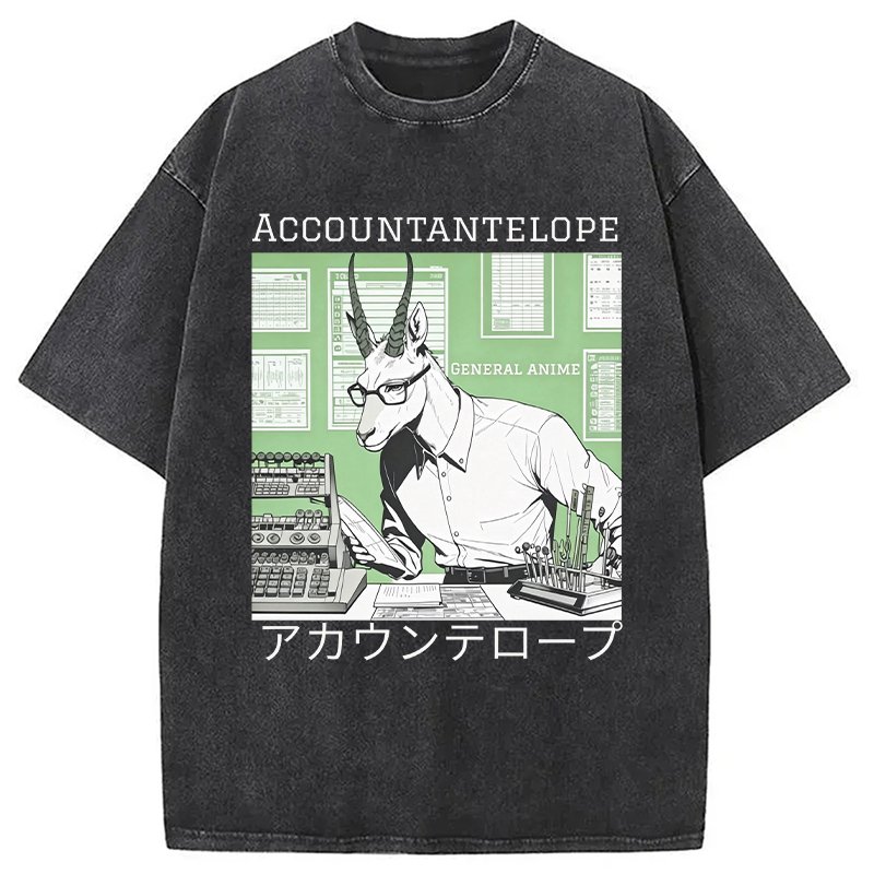 Modecanvas Accountant Antelope DTG Printing Washed T-Shirt