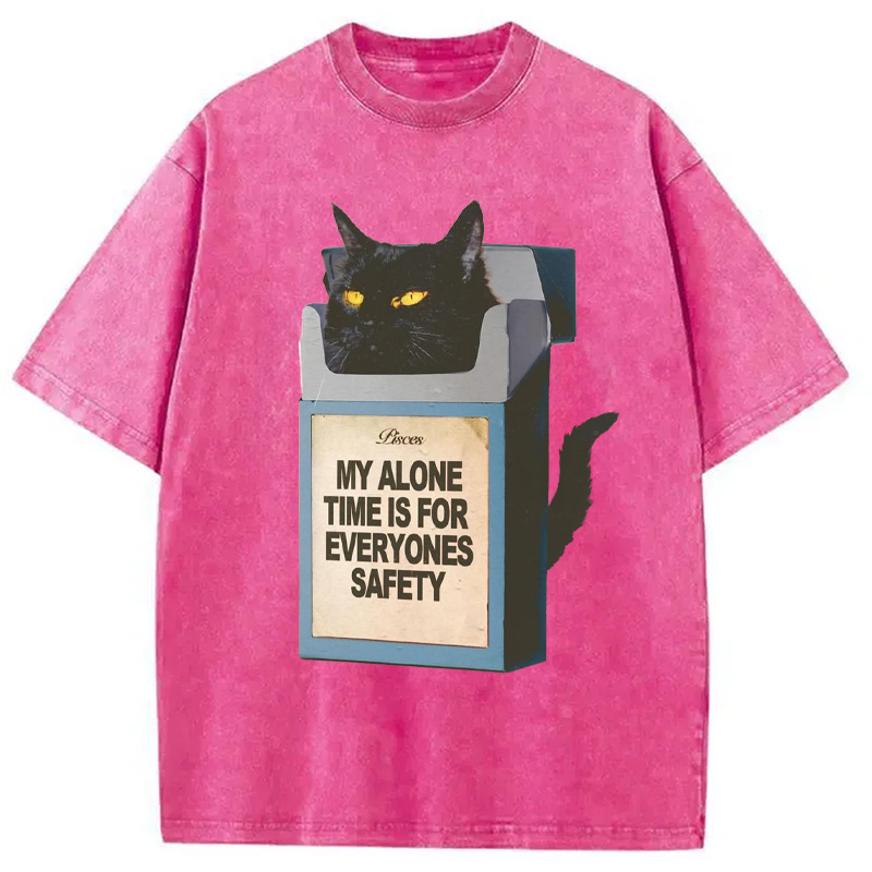 Modecanvas My Alone Time Is For Everyone Safety Meme Washed T-Shirt