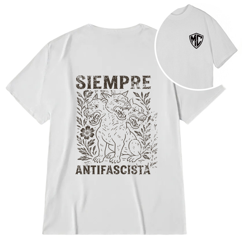Modecanvas Siempre Antifascista Hydra Dog DTG Printing Back Classic T-Shirt
