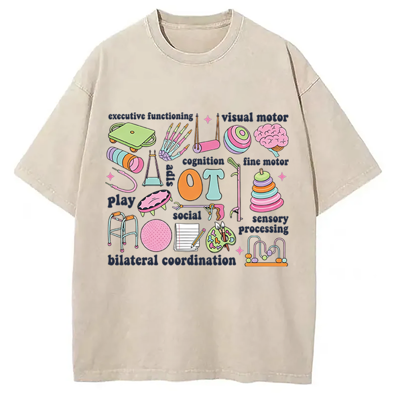Modecanvas Funny Healthcare Meme DTG Printing Washed T-Shirt