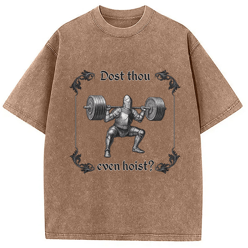 Modecanvas Dost Thou Even Hoist Washed T-Shirt-modecanvas
