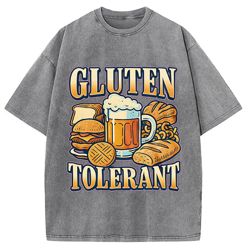 Modecanvas Gluten Tolerant Funny Food Humor DTG Printing Washed T-Shirt