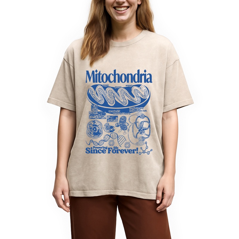 Modecanvas Mitochondria Vintage Science DTG Printing Washed T-Shirt