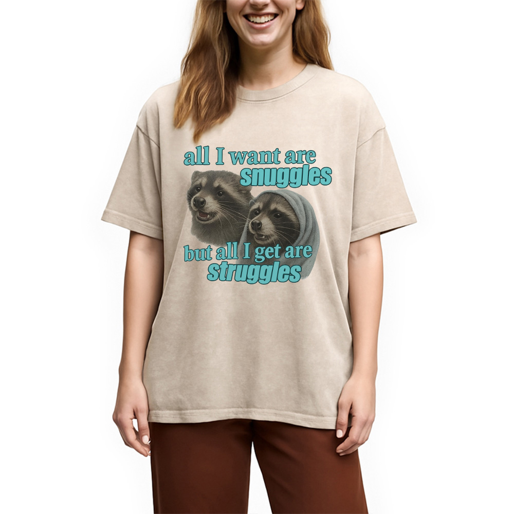Modecanvas Snuggles and Struggles Washed T-Shirt