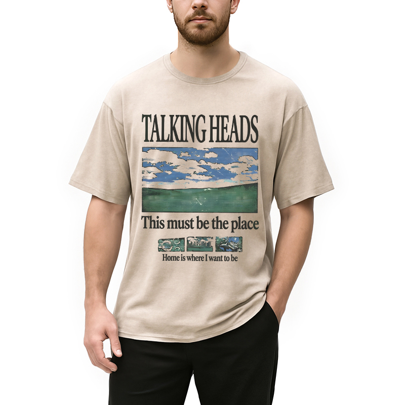 Modecanvas Talking Heads This Must Be the Place Lyric DTG Printing Washed T-Shirt