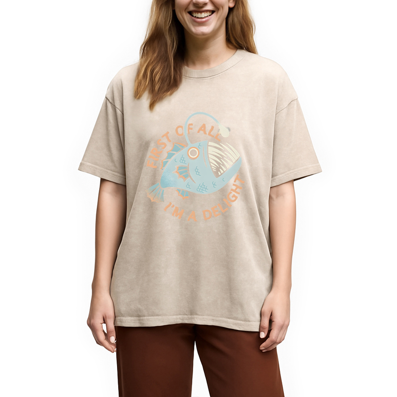 Modecanvas First Of All I'm A Delight DTG Printing Washed T-Shirt