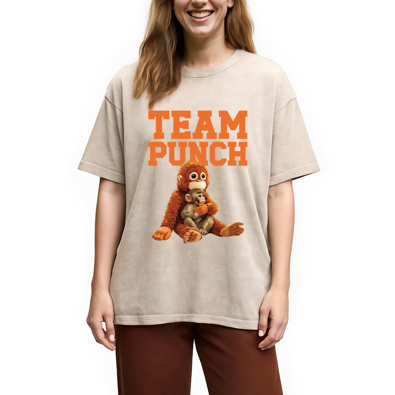 Modecanvas Punch The Monkey DTG Printing Washed T-Shirt