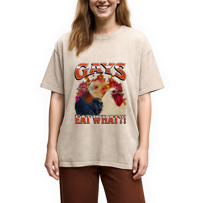 Modecanvas Gays Eat What?! DTG Printing Washed T-Shirt