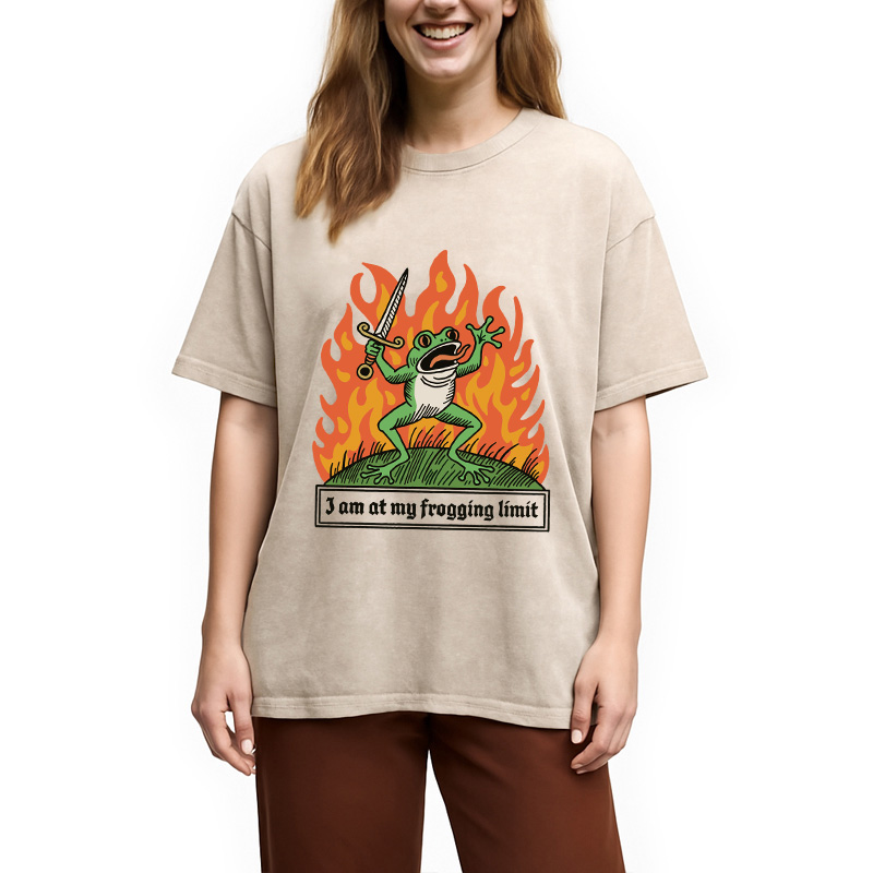 Modecanvas I Am At My Frogging Limit DTG Printing Washed T-Shirt