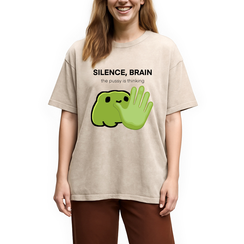 Modecanvas Silence, Brain DTG Printing Washed T-Shirt
