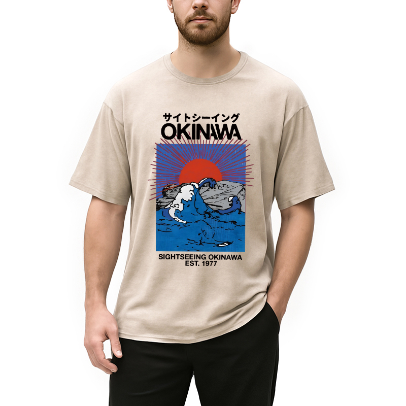 Modecanvas Sightseeing Okinawa DTG Printing Washed T-Shirt