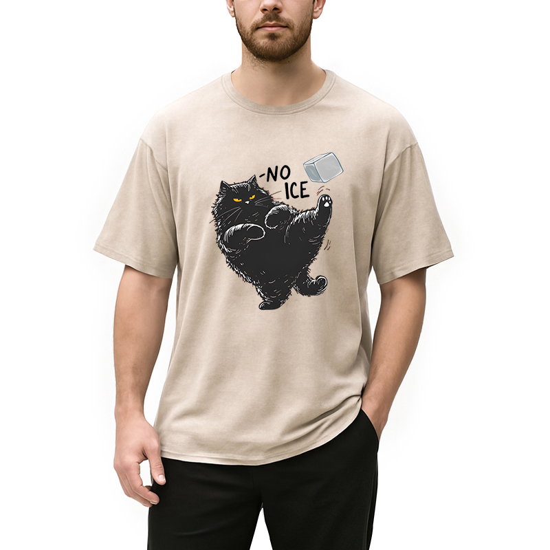 Modecanvas No Ice Cat DTG Printing Washed T-Shirt