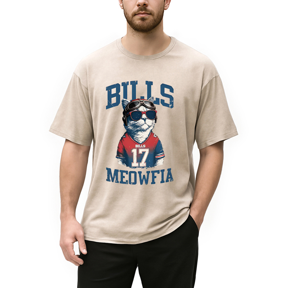 Modecanvas Bills Meowfia Cat DTG Printing Washed T-Shirt