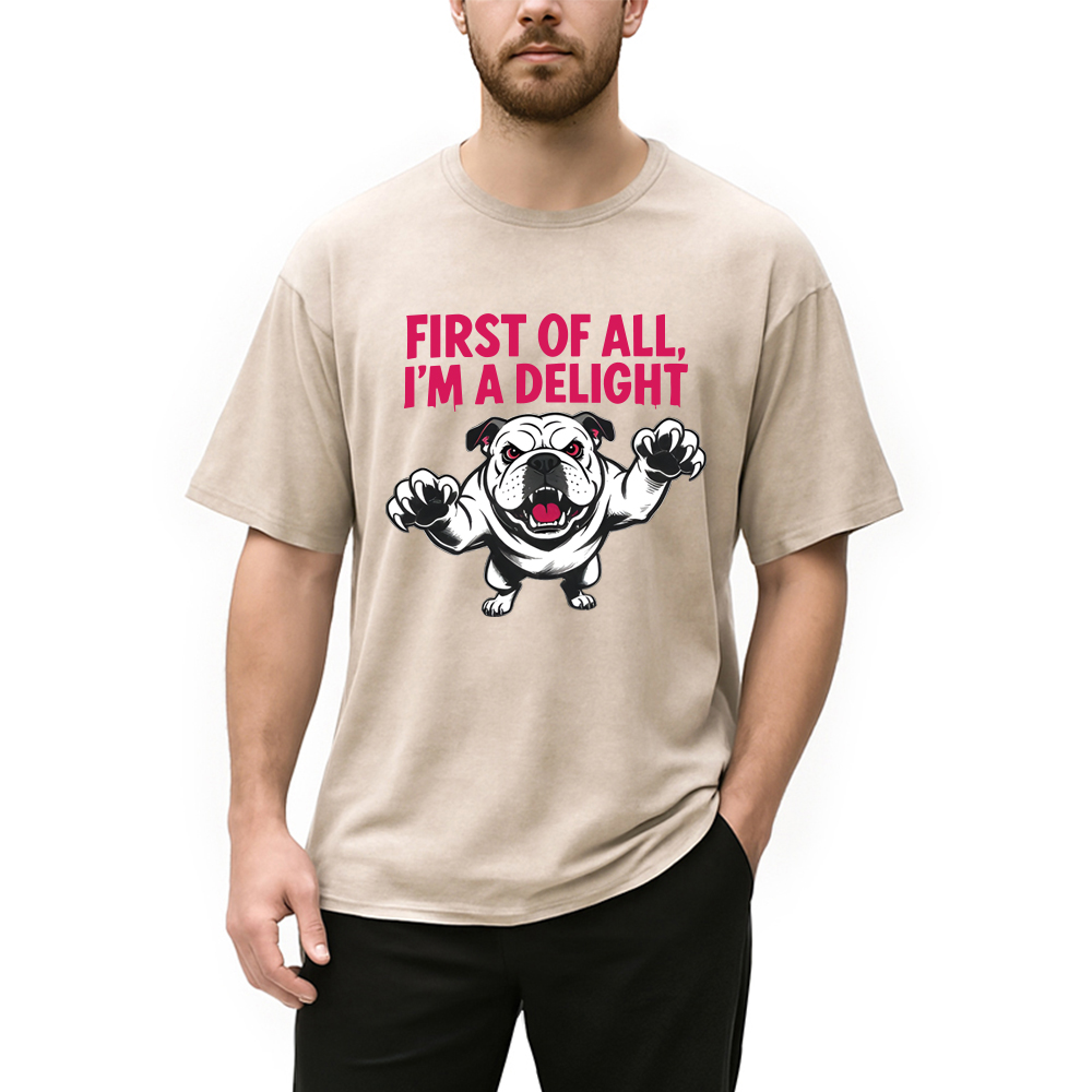 Modecanvas Fierce Bulldog Delight DTG Printing Washed T-Shirt