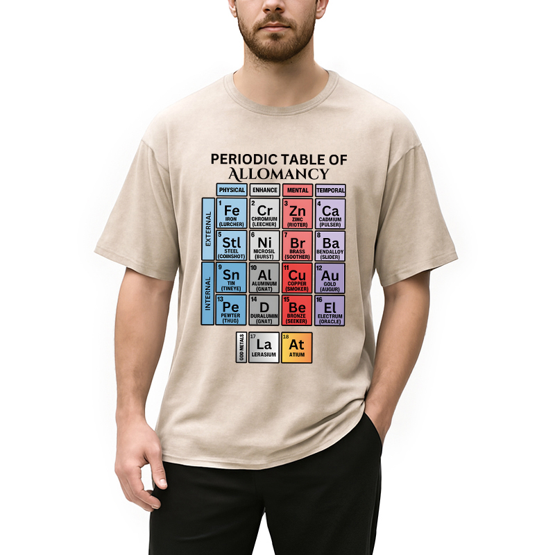 Modecanvas Periodic Table of Allomancy DTG Printing Washed T-Shirt