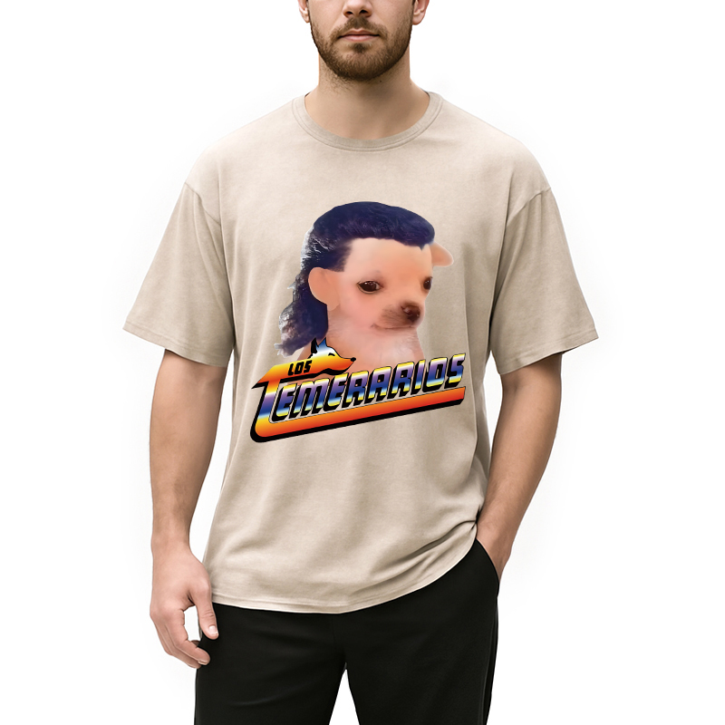 Modecanvas Chihuahua Mullet Meme DTG Printing Washed T-Shirt