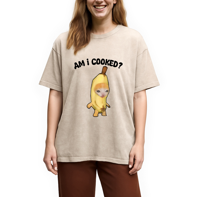 Modecanvas Am I Cooked DTG Printing Washed T-Shirt