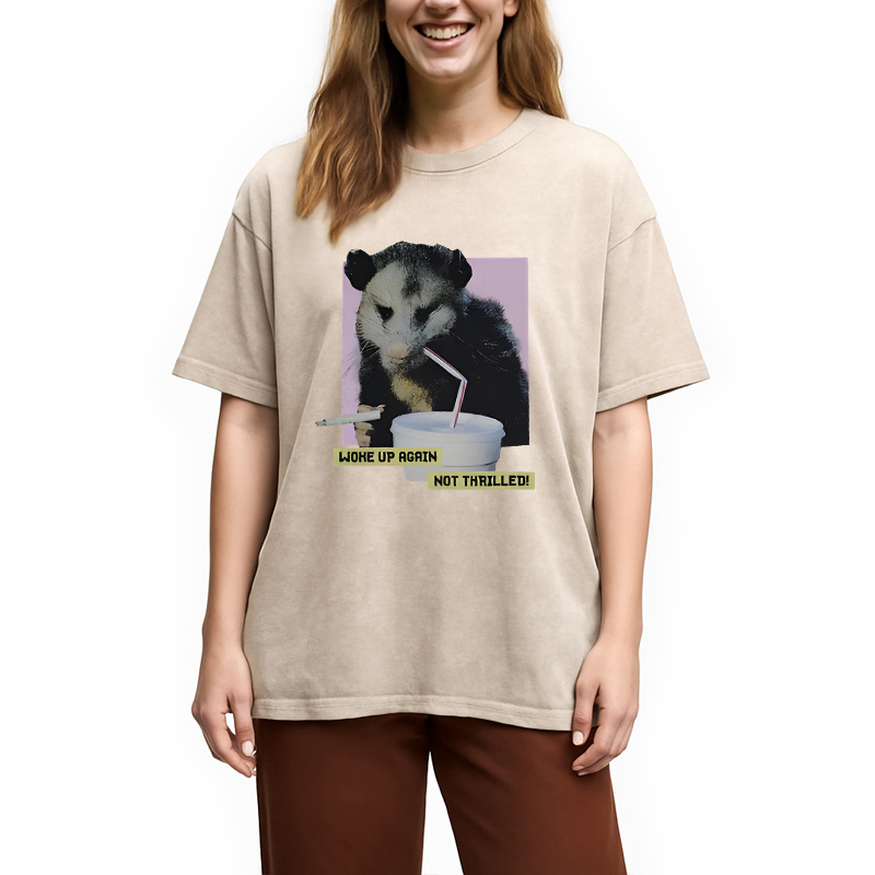 Modecanvas Woke Up Again DTG Printing Washed T-Shirt