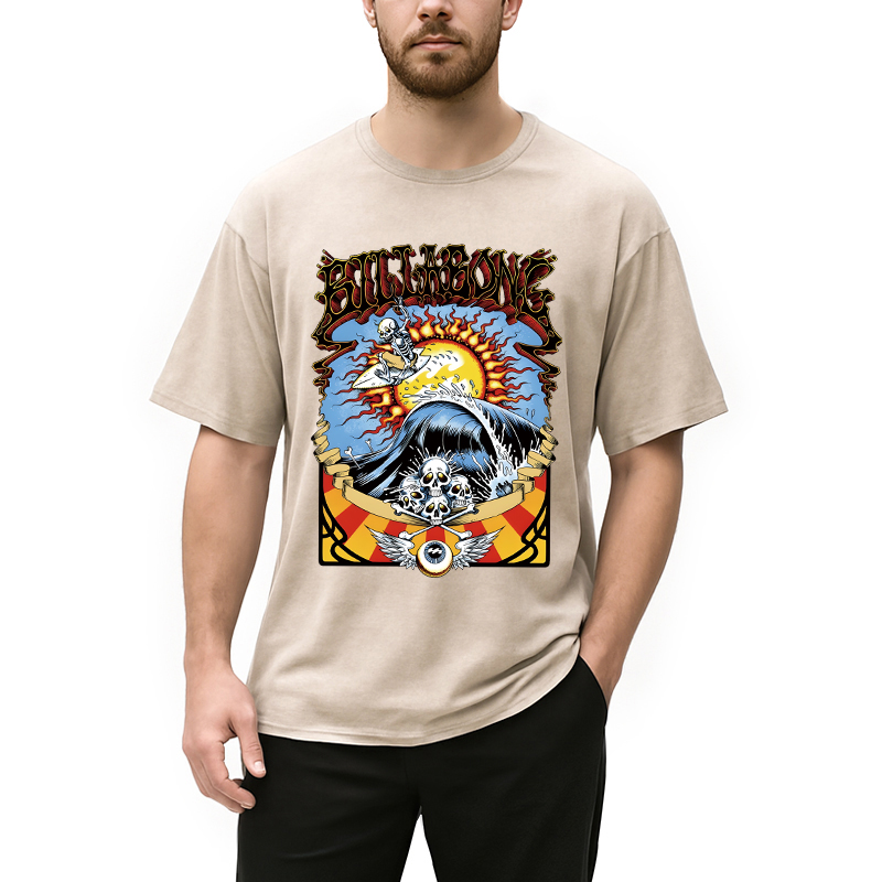 Modecanvas Big Labone Bone DTG Printing Washed T-Shirt