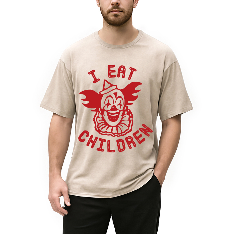 Modecanvas I Eat Children DTG Printing Washed T-Shirt