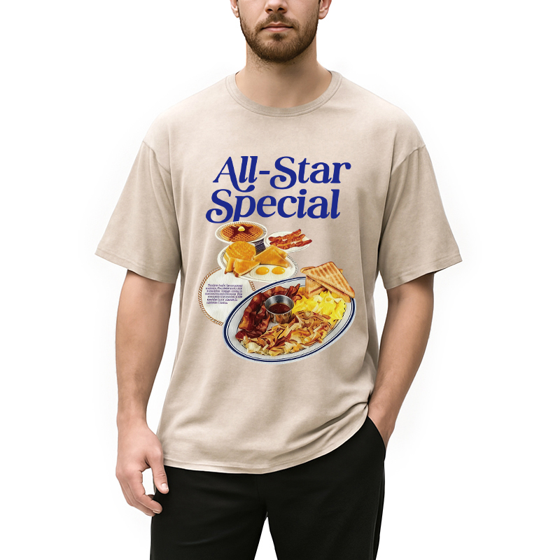 Modecanvas All-Star Special Breakfast DTG Printing Washed T-Shirt