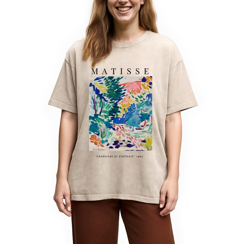 Modecanvas Henri Matisse Landscape DTG Printing Washed T-Shirt