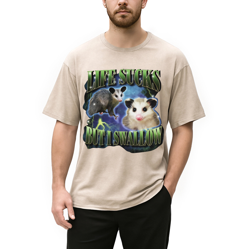 Modecanvas Life Sucks But I Swallow DTG Printing Washed T-Shirt