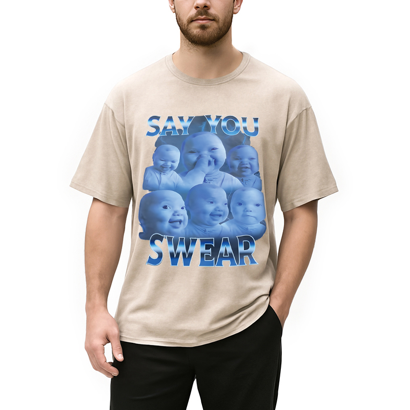 Modecanvas Say You Swear DTG Printing Washed T-Shirt