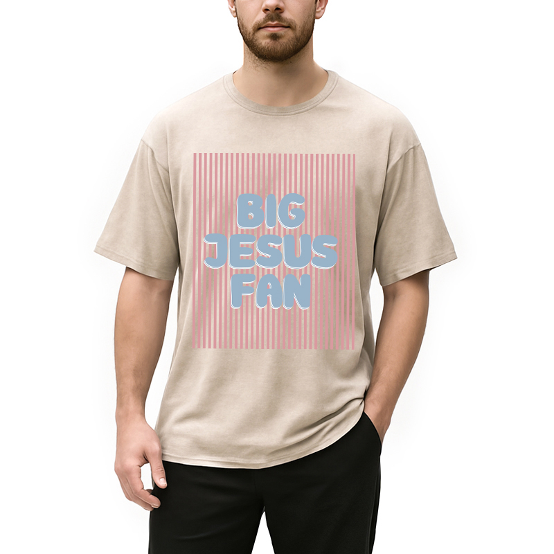 Modecanvas Big Jesus Fan DTG Printing Washed T-Shirt