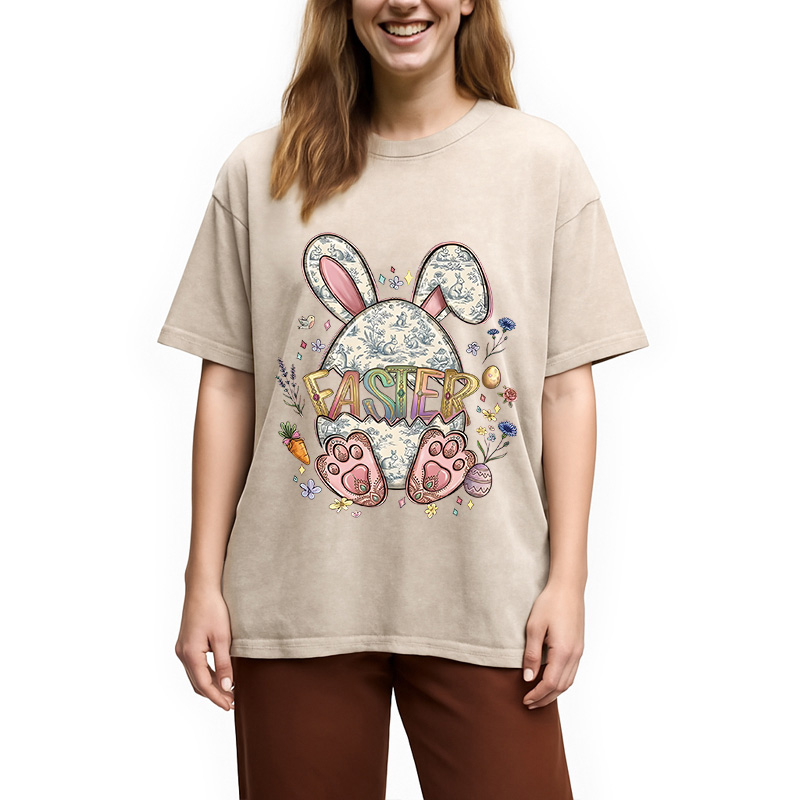 Modecanvas Easter Bunny Egg DTG Printing Washed T-Shirt