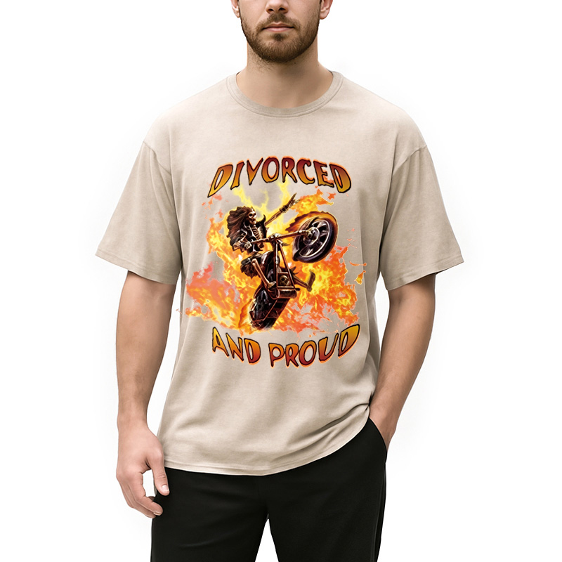 Modecanvas Divorced And Proud DTG Printing Washed T-Shirt