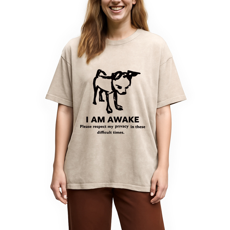 Modecanvas Silly Dog Privacy Meme DTG Printing Washed T-Shirt