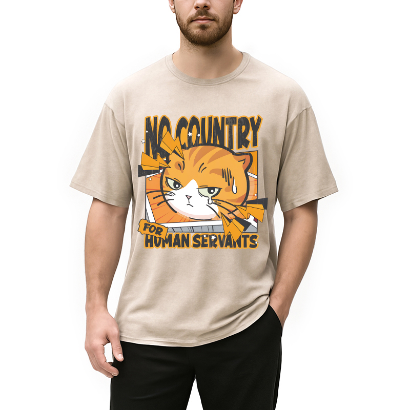 Modecanvas No Country For Human Servants DTG Printing Washed T-Shirt