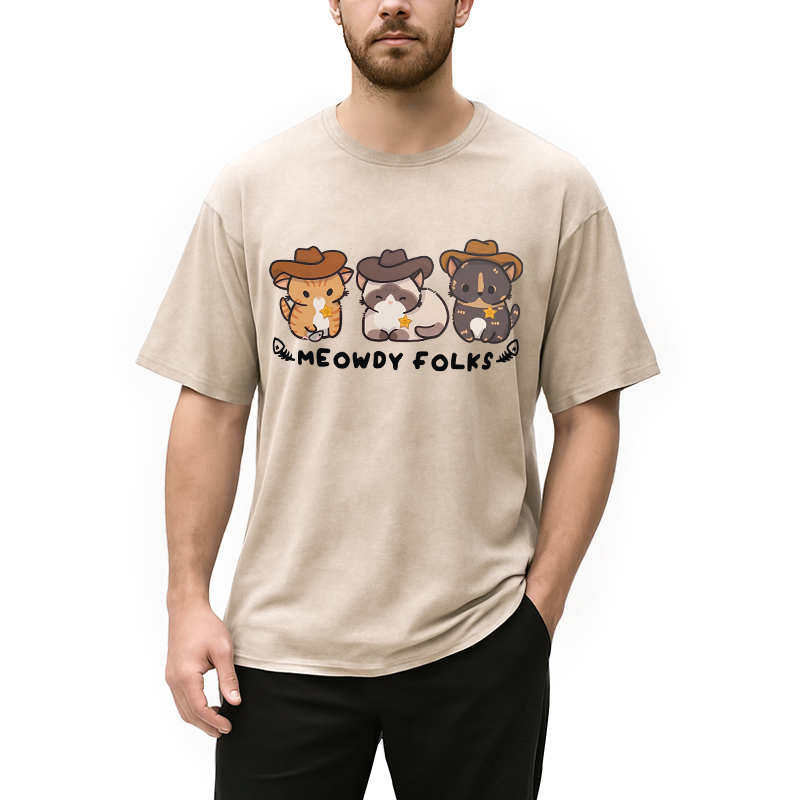 Modecanvas Meowdy Folks DTG Printing Washed T-Shirt