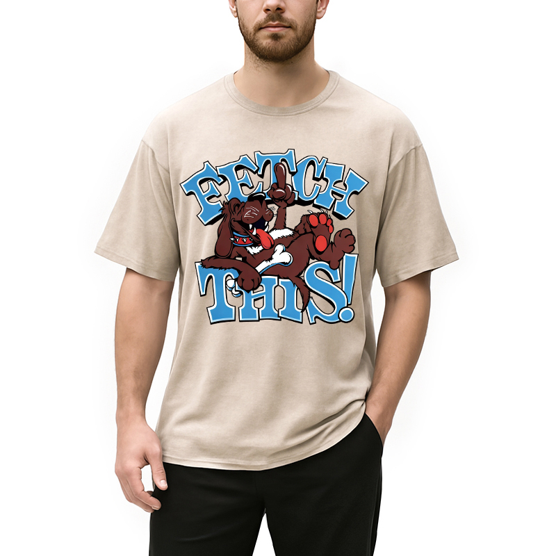 Modecanvas Vintage 90s Fetch Dog DTG Printing Washed T-Shirt