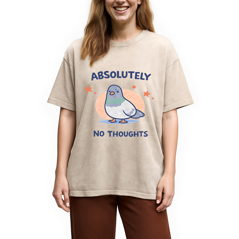 Modecanvas Absolutely No Thoughts DTG Printing Washed T-Shirt