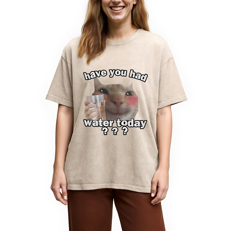 Modecanvas Remind To Drink Water DTG Printing Washed T-Shirt