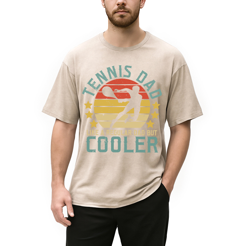 Modecanvas Funny Tennis Dad Like A Regular Dad But Cooler DTG Printing Washed T-Shirt