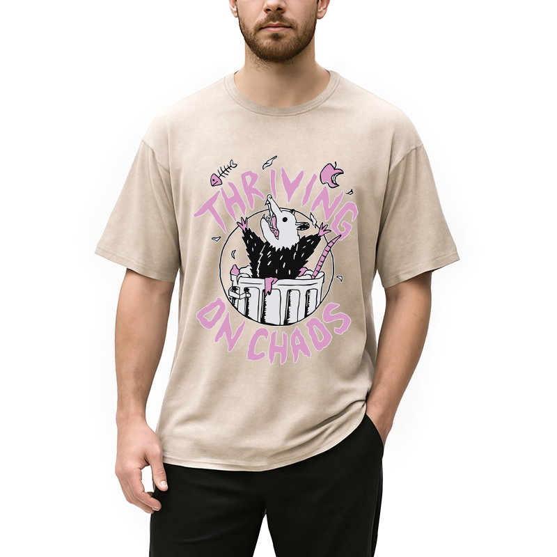 Modecanvas Thriving On Chaos Angry Possum DTG Printing Washed T-Shirt