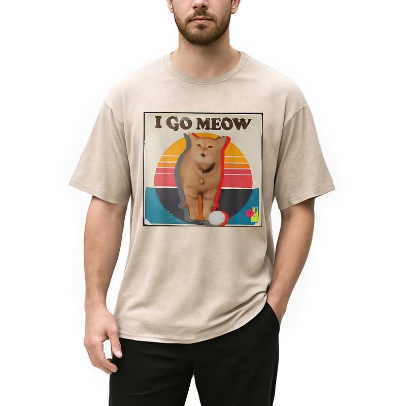 Modecanvas I Go Meow Funny Singing Cat Meme DTG Printing Washed T-Shirt