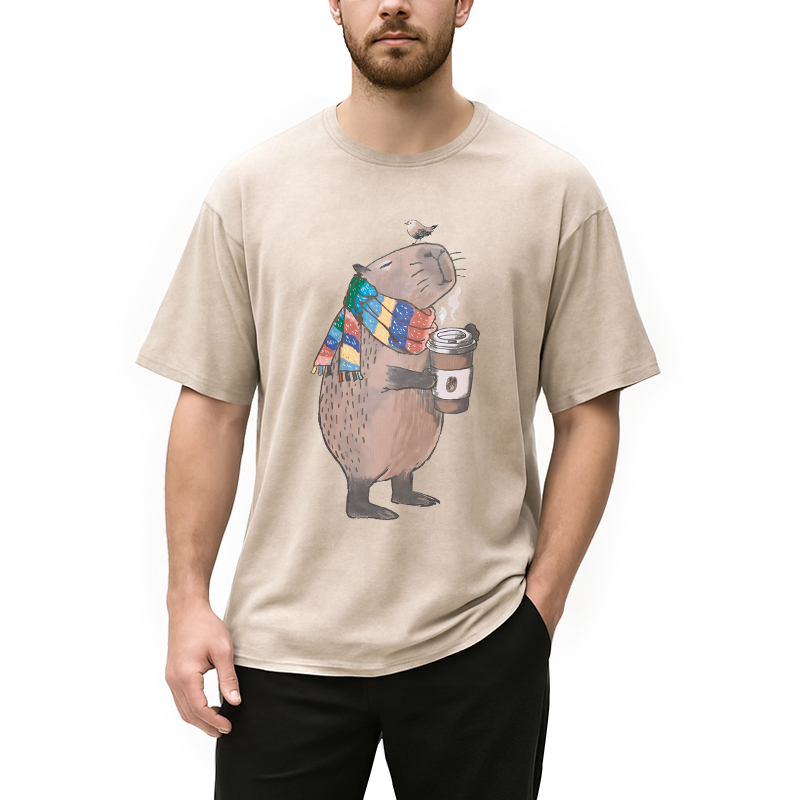 Modecanvas Coffeebara DTG Printing Washed T-Shirt