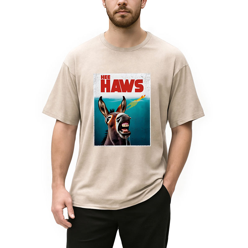 Modecanvas Funny Donkey And Rubber Chicken DTG Printing Washed T-Shirt