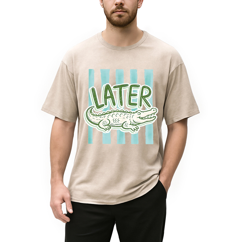 Modecanvas After While Crocodile DTG Printing Washed T-Shirt