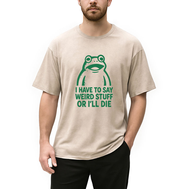 Modecanvas Weird Frog Funny Meme DTG Printing Washed T-Shirt