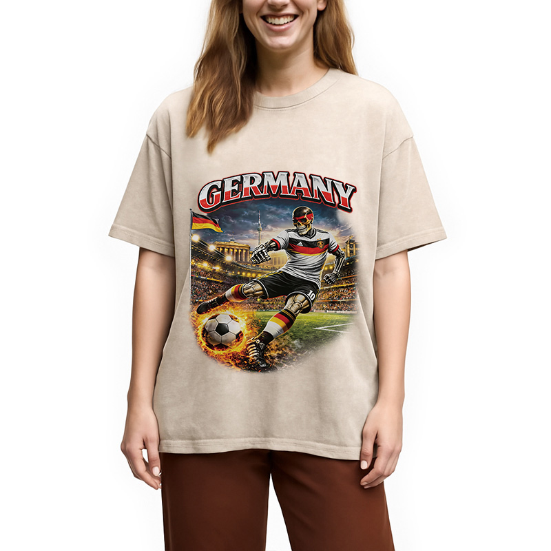 Modecanvas Germany Soccer Vintage DTG Printing Washed T-Shirt