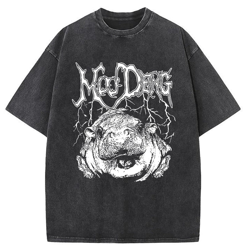 Modecanvas Moo Deng Washed T-Shirt-modecanvas