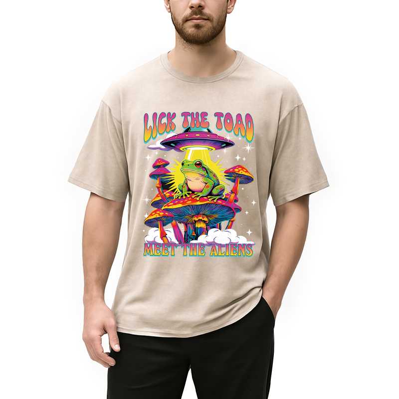 Modecanvas Lick The Toad DTG Printing Washed T-Shirt