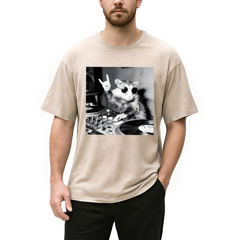 Modecanvas DJ Possum DTG Printing Washed T-Shirt