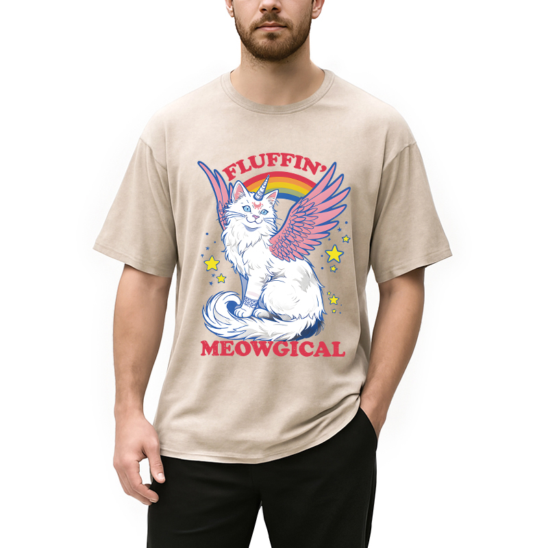 Modecanvas Fluffin Meowgical DTG Printing Washed T-Shirt